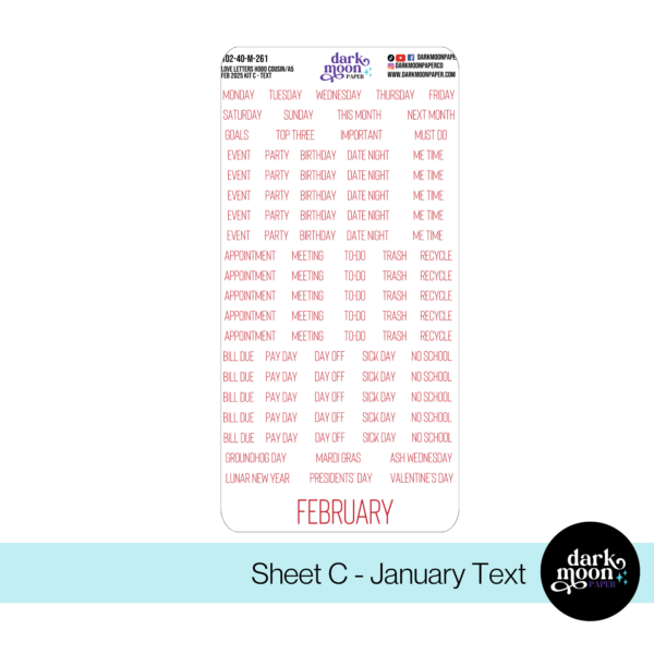 Hobonichi Cousin February Monthly Kit - Love Letters - 102-40-M - Image 4