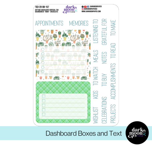 Standard Vertical Planner Dashboard Kit - Cottage Succulents - 103-20-DB - Image 3