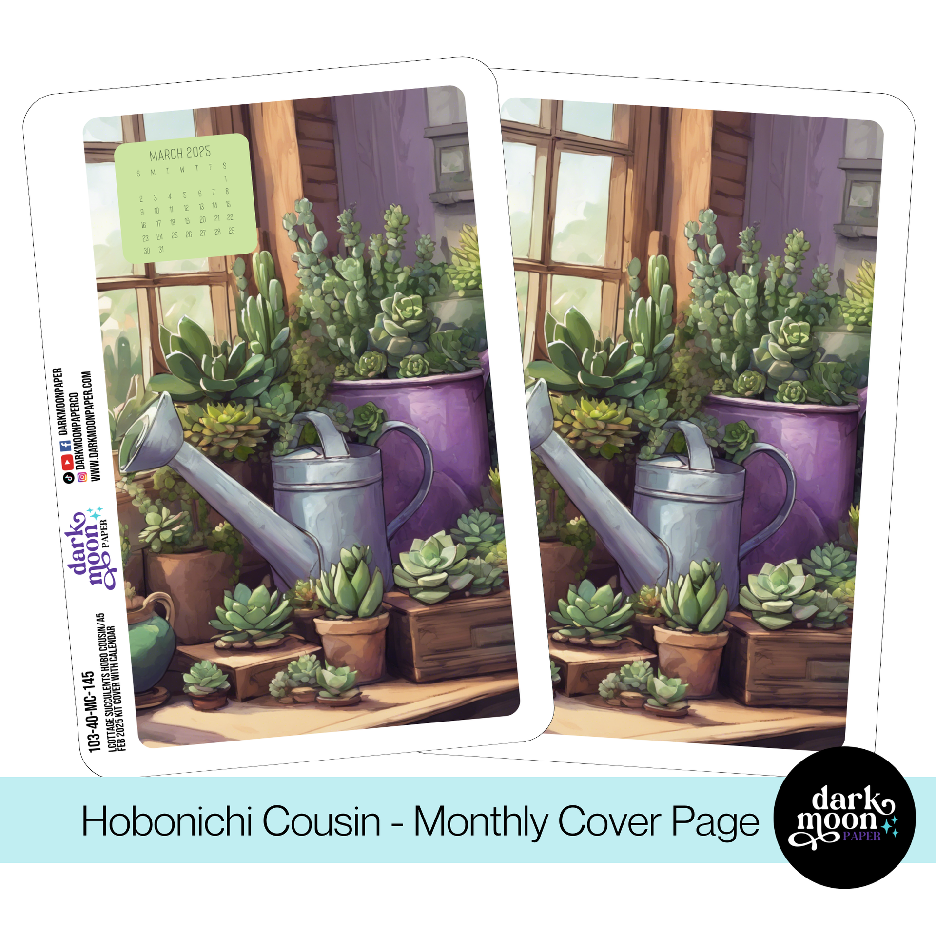 Hobonichi Cousin Monthly Cover Page Cottage Succulents