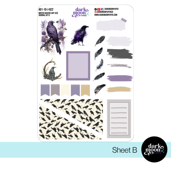 Winter Ravens sticker sheets for journaling