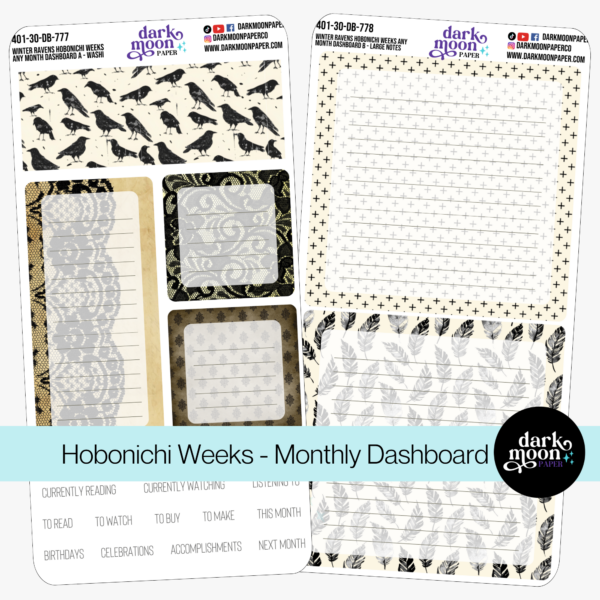 Hobonichi Weeks Dashboard Kit | Winter Ravens | 401-30-DB
