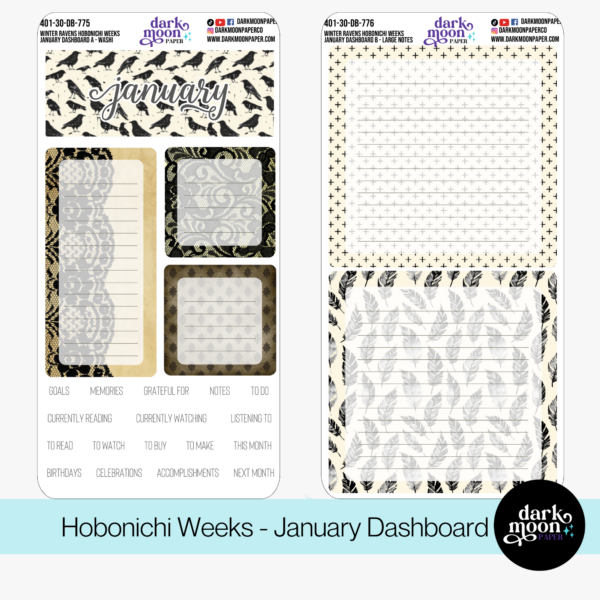 Hobonichi Weeks Dashboard Kit | Winter Ravens | 401-30-DB - Image 4
