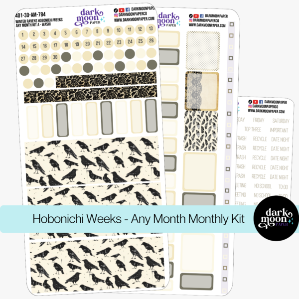 Hobonichi Weeks Any Month Monthly Kit | Winter Ravens 401-30-AM