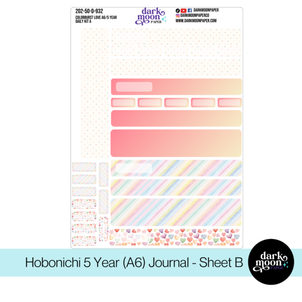 Hobonichi 5 Year Journal (A6) Daily Page Stickers - Colorburst Love - 202-50-D - Image 3