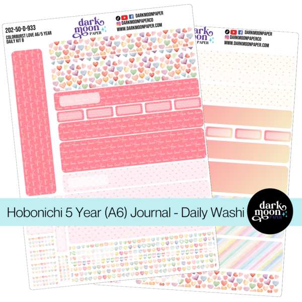 Hobonichi 5 Year Journal (A6) Daily Page Stickers - Colorburst Love - 202-50-D