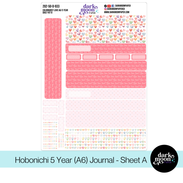 Hobonichi 5 Year Journal (A6) Daily Page Stickers - Colorburst Love - 202-50-D - Image 2