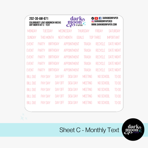 Hobonichi Weeks Any Month Monthly Kit - Colorburst Love - 202-30-AM - Image 4