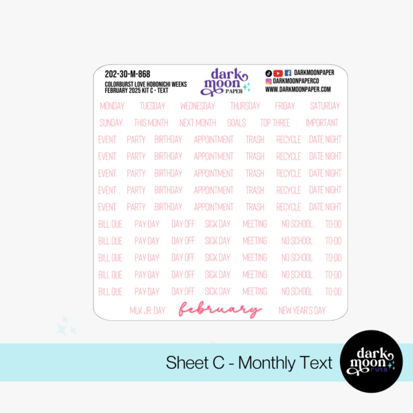 Hobonichi Weeks February 2025 Monthly Kit - Colorburst Love - 202-30-M - Image 4