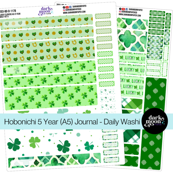 Hobonichi 5 Year Journal (A5) Daily Page Stickers - Lucky Clovers - 203-80-D