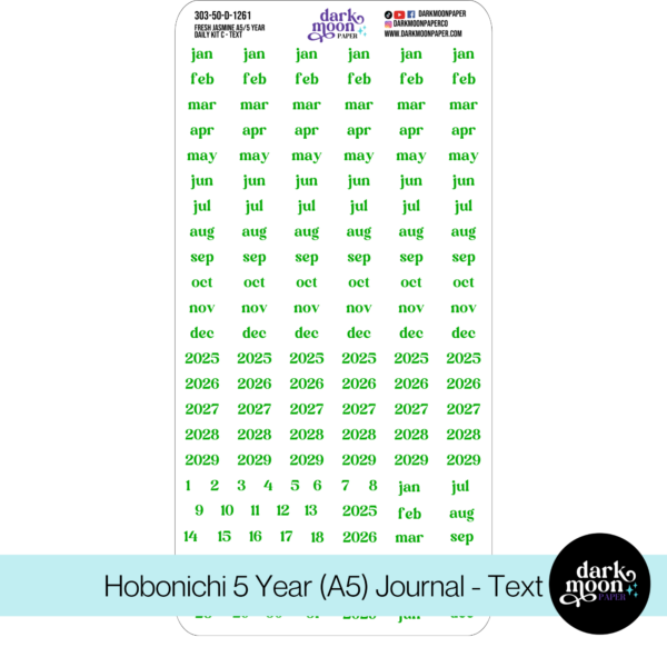 Hobonichi 5 Year Journal (A5) Daily Page Stickers - Fresh Jasmine - 303-80-D - Image 4