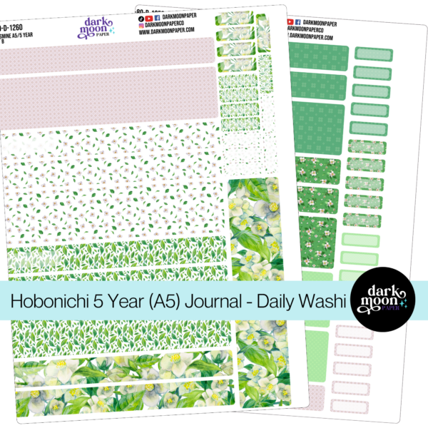 Hobonichi 5 Year Journal (A5) Daily Page Stickers - Fresh Jasmine - 303-80-D