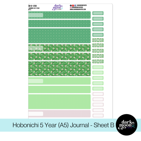 Hobonichi 5 Year Journal (A5) Daily Page Stickers - Fresh Jasmine - 303-80-D - Image 3