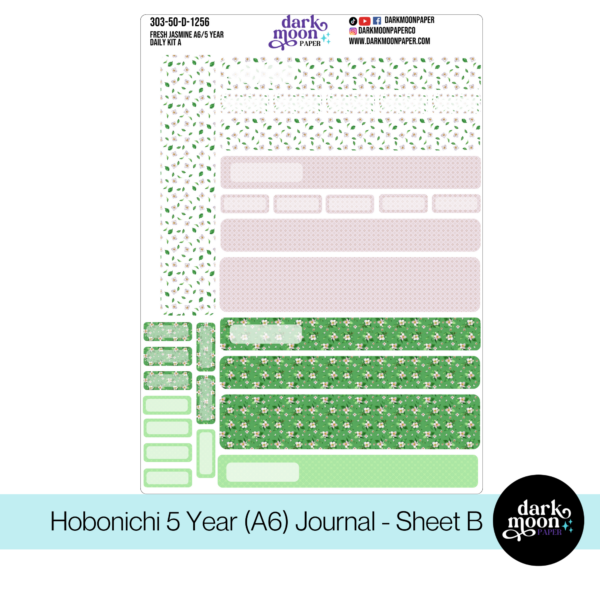 Hobonichi 5 Year Journal (A6) Daily Page Stickers - Fresh Jasmine - 303-50-D - Image 3