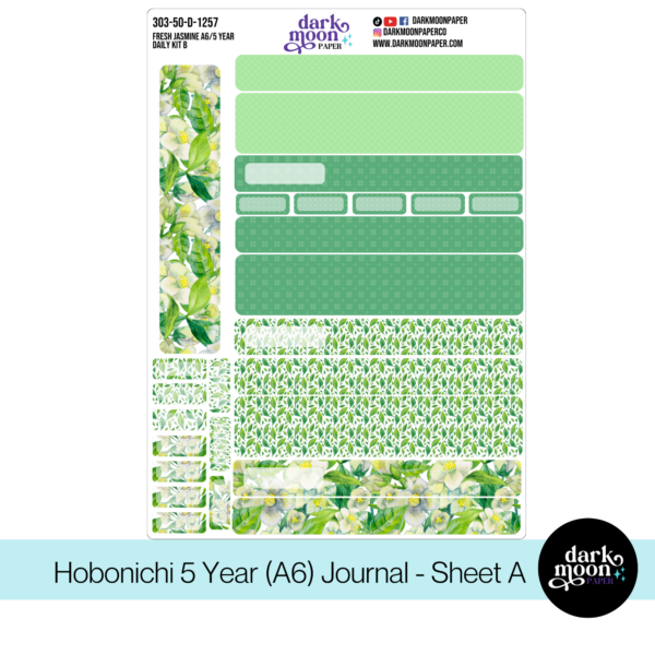 Hobonichi 5 Year Journal (A6) Daily Page Stickers - Fresh Jasmine - 303-50-D - Image 2