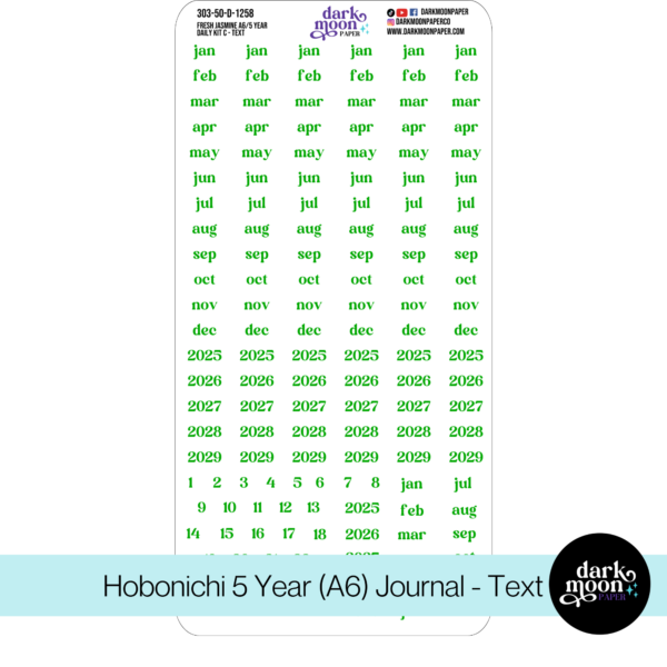 Hobonichi 5 Year Journal (A6) Daily Page Stickers - Fresh Jasmine - 303-50-D - Image 4