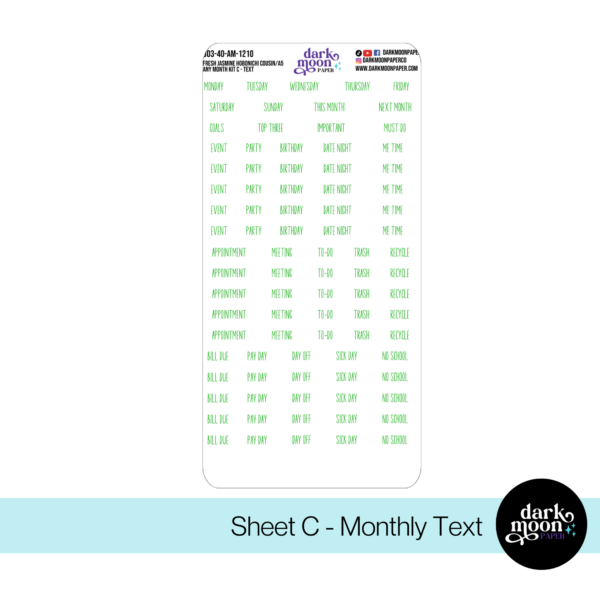 Hobonichi Cousin Any Month Monthly Kit - Fresh Jasmine - 303-40-AM - Image 3