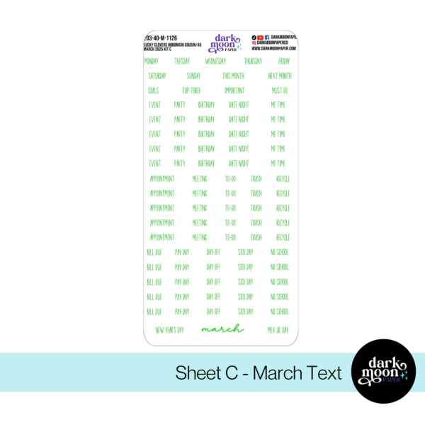 Hobonichi Cousin March Monthly Kit - Fresh Jasmine - 303-40-M - Image 3