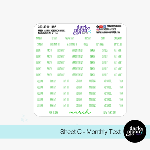 Hobonichi Weeks March 2025 Monthly Kit - Fresh Jasmine - 303-30-M - Image 3