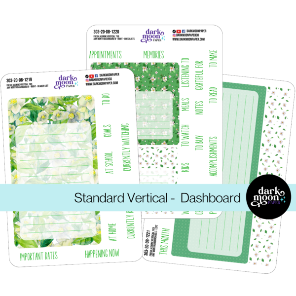 Standard Vertical Planner Dashboard Kit - Fresh Jasmine - 303-20-DB