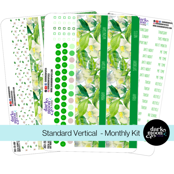 Standard Vertical Planner Any Month Monthly Kit - Fresh Jasmine - 303-20-AM