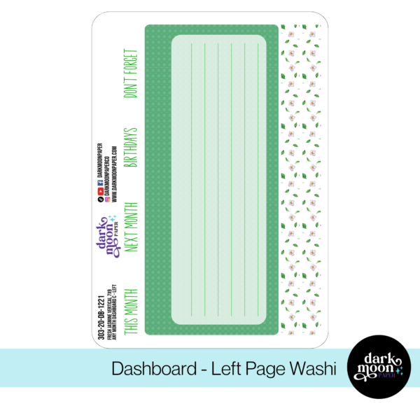 Standard Vertical Planner Dashboard Kit - Fresh Jasmine - 303-20-DB - Image 4