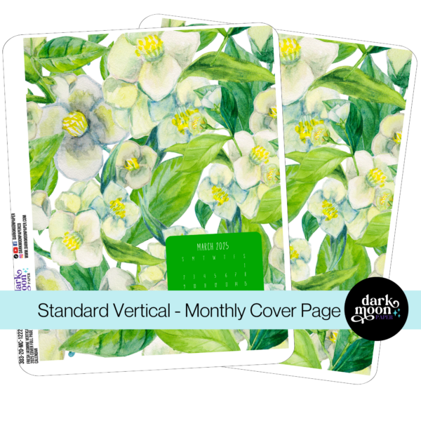 Standard Vertical Planner Monthly Cover Page - Fresh Jasmine - 303-20-MC