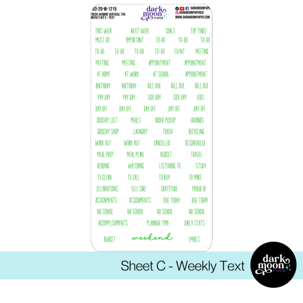 Standard Vertical Planner Weekly Kit - Fresh Jasmine - 303-20-W - Image 4
