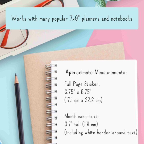 Measurements for 7x9 planner floral section dividers