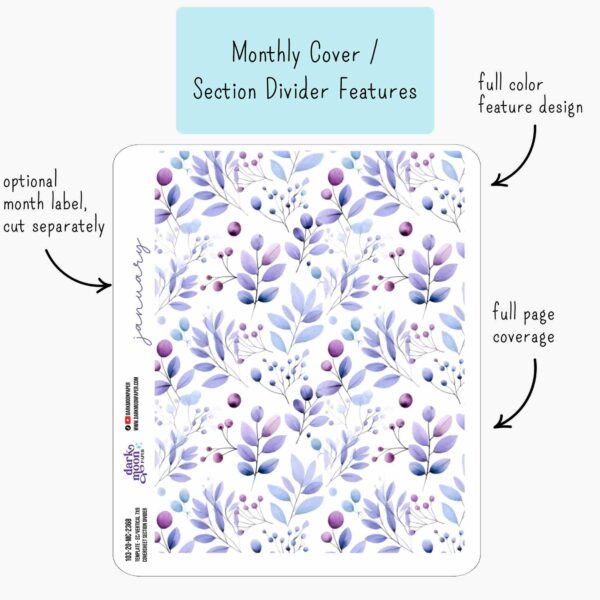 Features of the of 7x9 planner floral section dividers