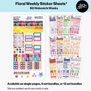 Overview of all weekly kits from the Floral Collection, sized for Hobonichi Weeks N2 planners