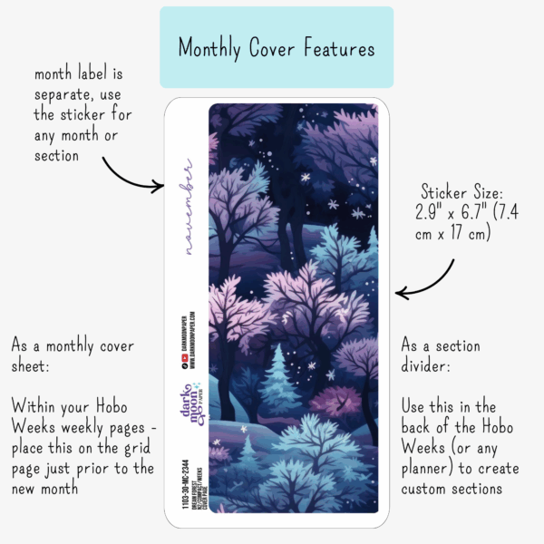 Floral Monthly Cover Stickers - Hobonichi Weeks Planner Section Dividers - N2 Size Seasonal Full Page Designs - Image 2