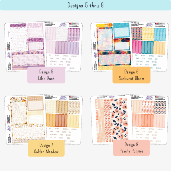 monthly dashboard stickers for 7x9 inch planner notebooks, may through august