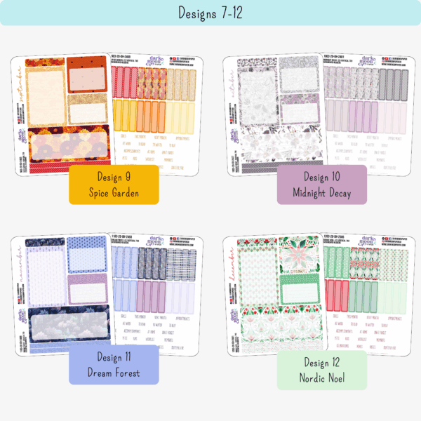 monthly dashboard stickers for 7x9 inch planner notebooks september thru december