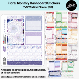 monthly dashboard stickers for 7x9 inch planner notebooks