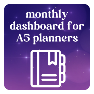 monthly dashboard for a5 planners - free download