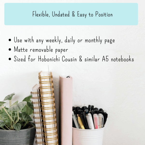 Floral Weekly Planner Stickers – Hobonichi Cousin A5 – Coordinated 1, 2 or 3 Page Decorative and Functional Weekly Layout - Image 8