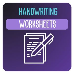 header infographic for handwriting worksheets page of freebies library